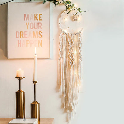 Boho Macramé Moon Dream Catcher Wall Hanging for Home Decor