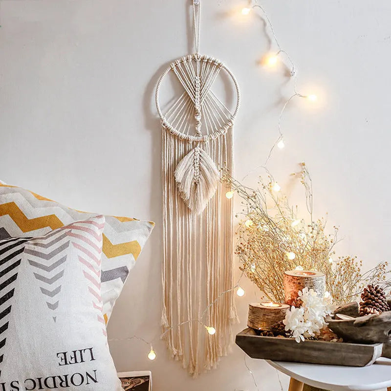 Macrame Dream Catcher Boho Home Decor Moon Ramadan Decoration Macrame Wall Hanging Baby Nordic Room Decoration for Kids Nursery - NestFlora