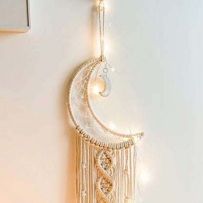 Macrame Dream Catcher Boho Home Decor Moon Ramadan Decoration Macrame Wall Hanging Baby Nordic Room Decoration for Kids Nursery - NestFlora