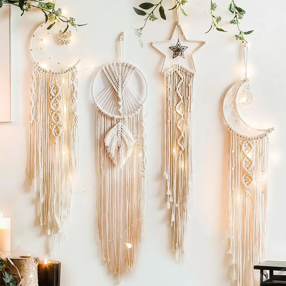 Macrame Dream Catcher Boho Home Decor Moon Ramadan Decoration Macrame Wall Hanging Baby Nordic Room Decoration for Kids Nursery - NestFlora