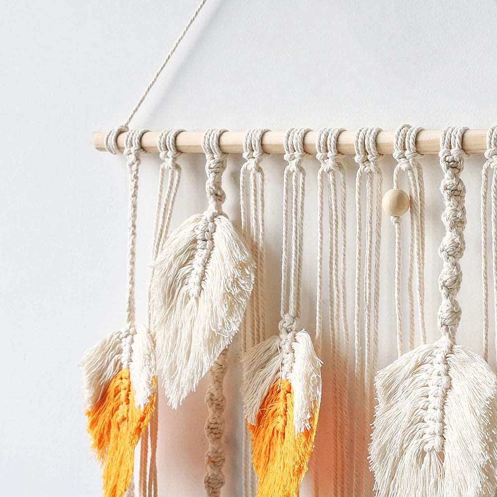 Wall Macrame Tapestry Leaf Bohemian Home Decor Woven Tassels Wall Hanging Nordic Home Decoration Living Room Decors Aesthetic - NestFlora