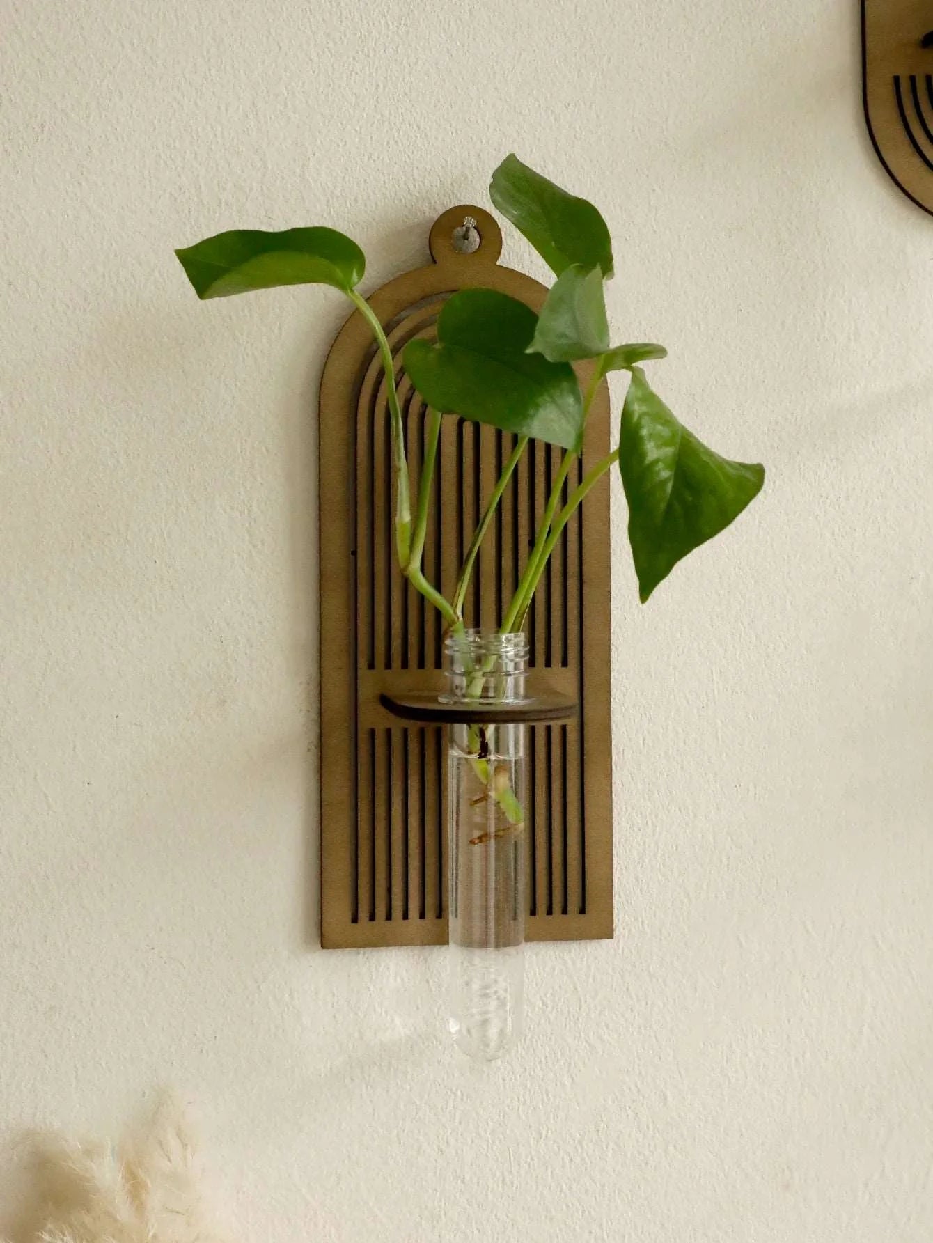 Wood Wall Vase for Green Plant Wall Mount Flower Vase Tube Boho Home Decoration Pastoral Style Plant Holder Living Room Ornament - NestFlora