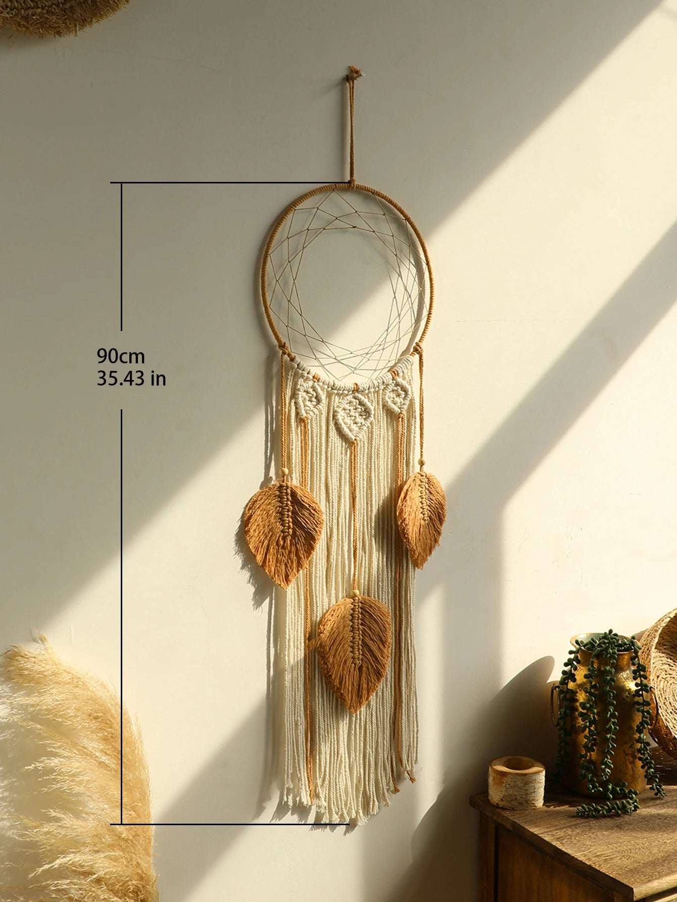 Macrame Dream Catcher Bohemian Leaf Wall Hanging Nordic Decor Boho Handmade Tapestry Ornaments for Home Living Room Decoration - NestFlora