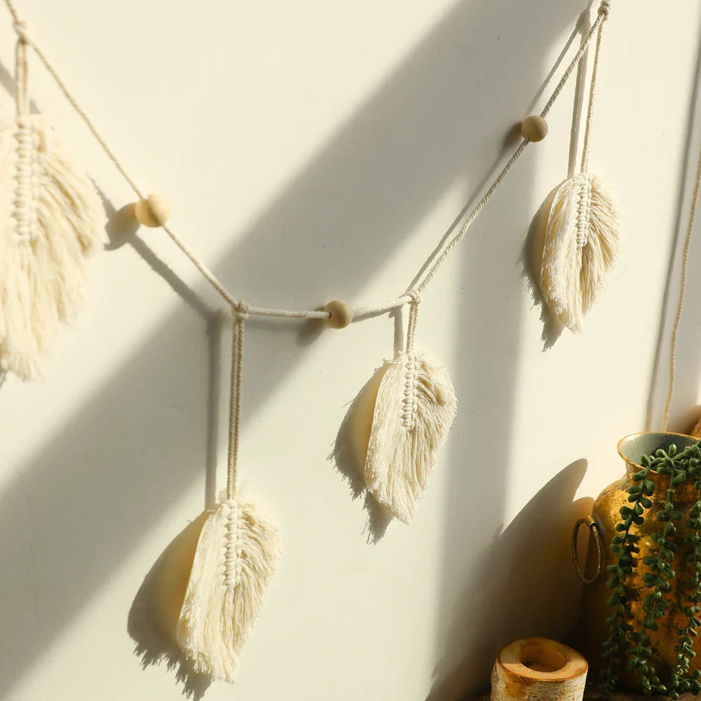 Large Macrame Wall Hanging Boho Leaf Tassels Christmas Decoration Wall Decor Tapestry Home Decorations for Bedroom Living Room - NestFlora