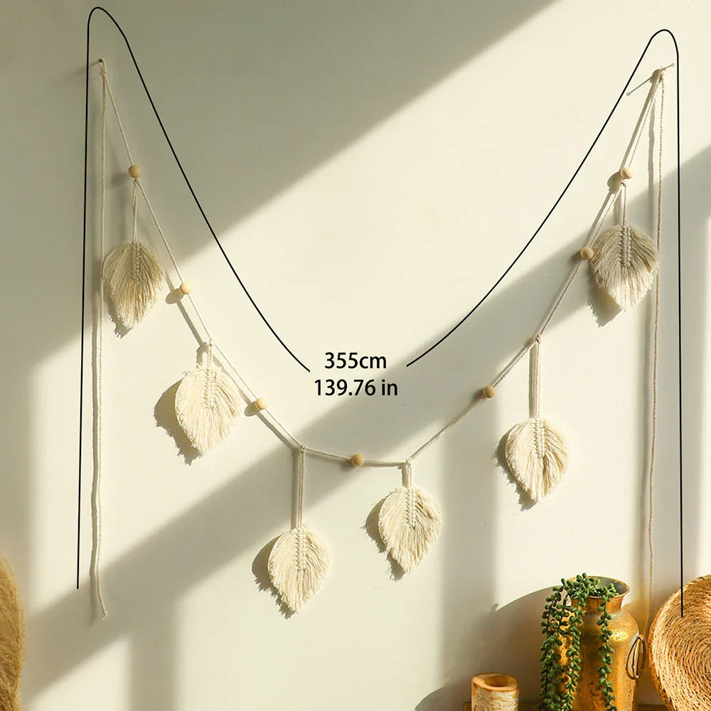 Large Macrame Wall Hanging Boho Leaf Tassels Christmas Decoration Wall Decor Tapestry Home Decorations for Bedroom Living Room - NestFlora