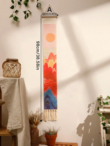 Boho Macrame Mountain Tapestry – Sunrise & Sunset