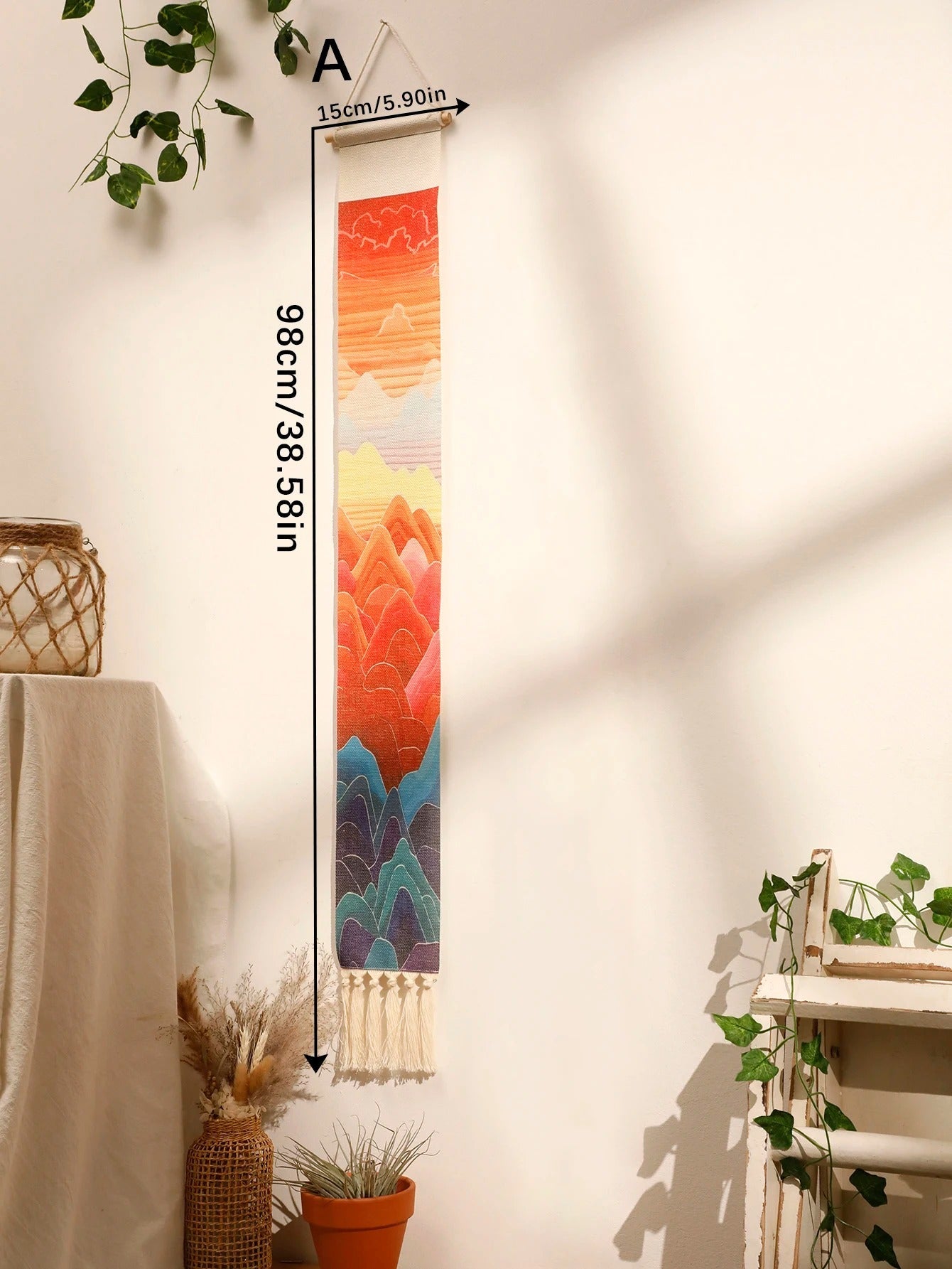 Boho Macrame Mountain Tapestry – Sunrise & Sunset