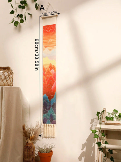 Boho Macrame Mountain Tapestry – Sunrise & Sunset